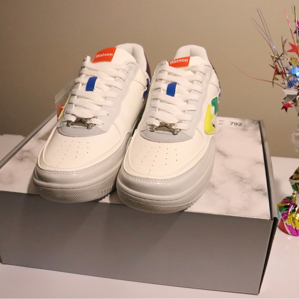 WATSON STUDIOS Brand Colorful Sneakers with Blue and Yellow Accents